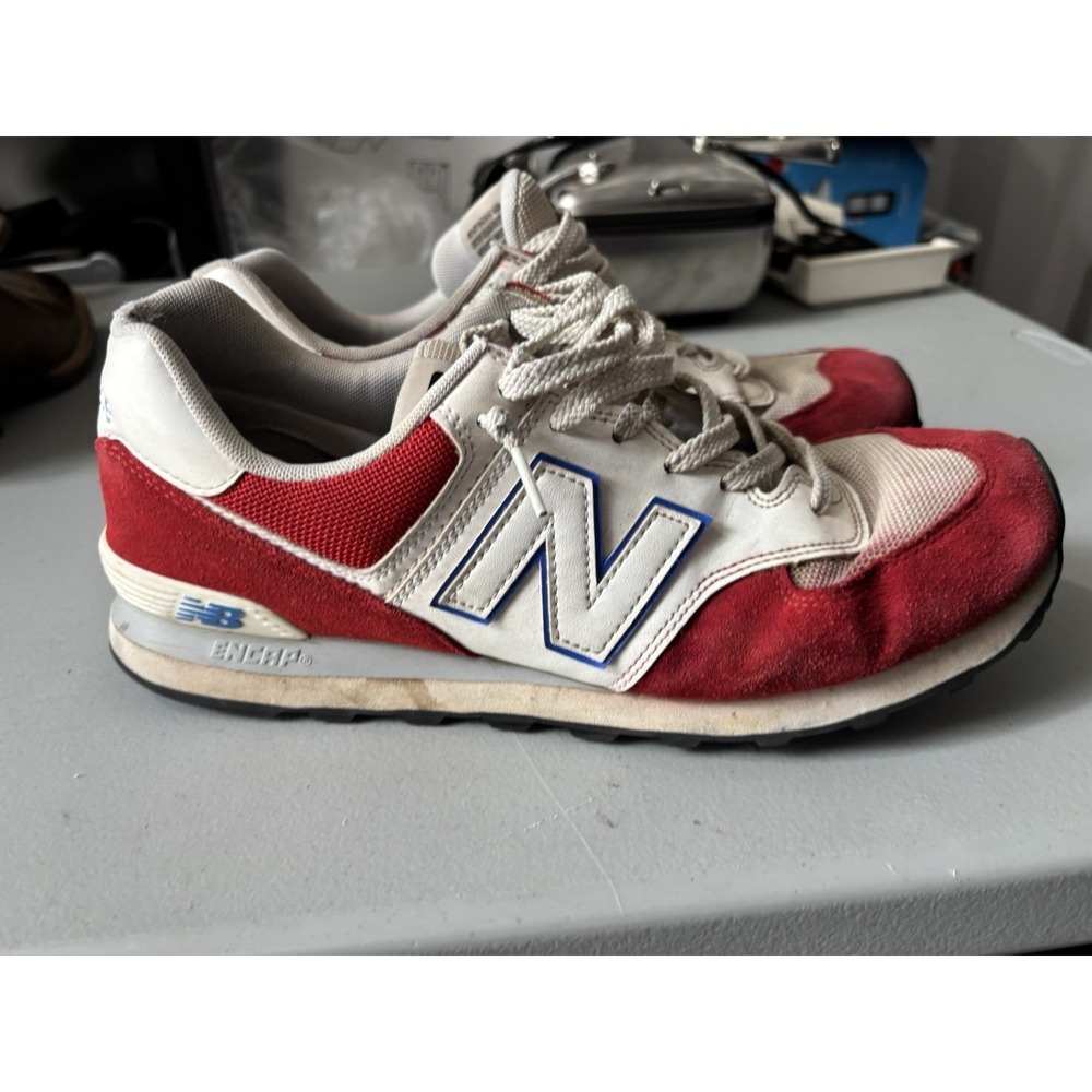 New Balance 574 Red‎ White Suede U574EW2 2023 Men's Athletic Sneaker Size 12